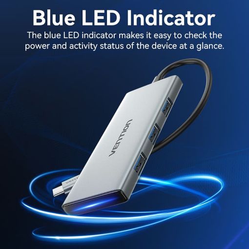Εικόνα της Docking Station Vention 7-in-1 USB-C PD 4K 100W Gray TOPHB