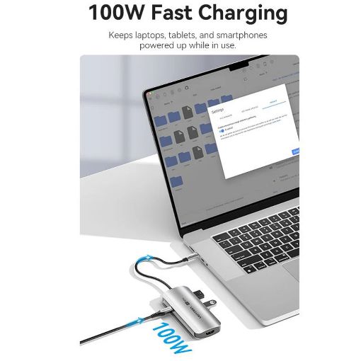 Εικόνα της Docking Station Vention 5-in-1 USB-C PD 4K 100W Gray TQDHB