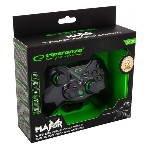 Εικόνα της Wireless Gamepad Esperanza Major for PC/PS3/Xbox Series X/S 2.4GHz Black EGG112K