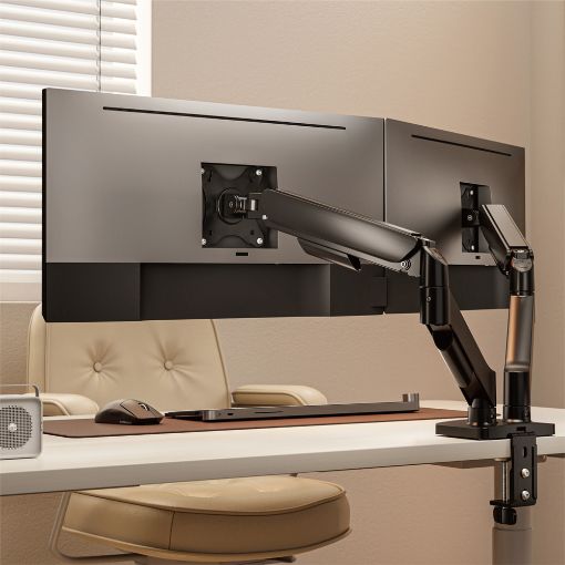 Εικόνα της Monitor Arm Powertech Dual 17-32" Tilt / Swivel / Rotate Black PT-1425