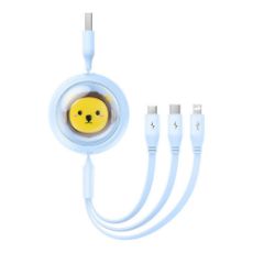 Εικόνα της Καλώδιο Baseus Leo Retractable USB-A to USB-C/MicroUSB/Lightning 3.5A 1.1m Blue P10362900311-00