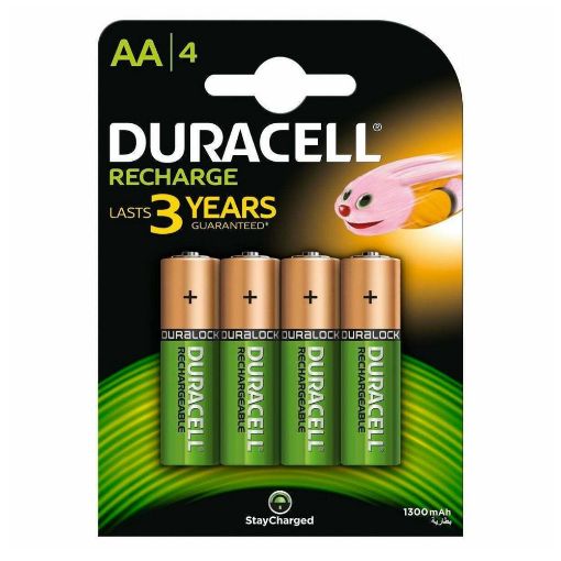 Εικόνα της Επαναφορτιζόμενες Μπαταρίες Duracell Recharge AA Ni-MH 1300mAh 4τμχ 39247