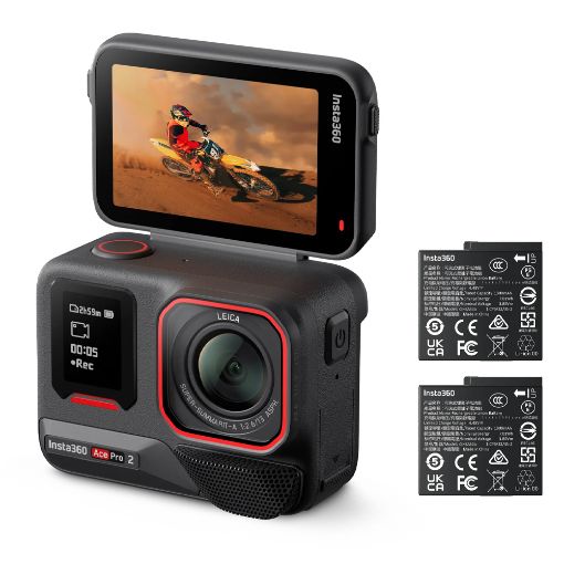 Εικόνα της Action Camera Insta360 Ace Pro 2 Dual AI Chip 8k Dual Battery Flash Print Bundle Midnight Black