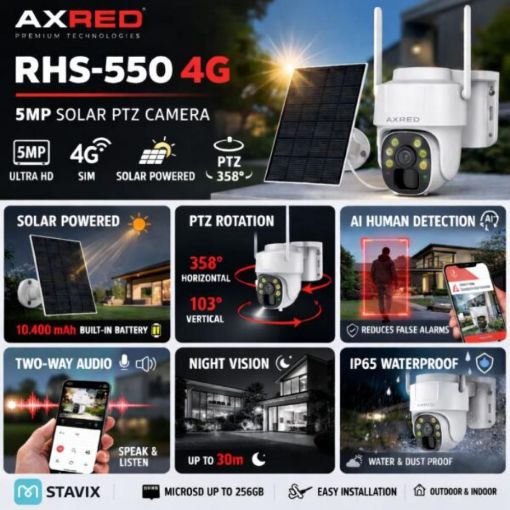 Εικόνα της Outdoor Wireless IP Camera AxRed 4G 5MP Ultra HD IP65 + Solar Panel RHS-5504G