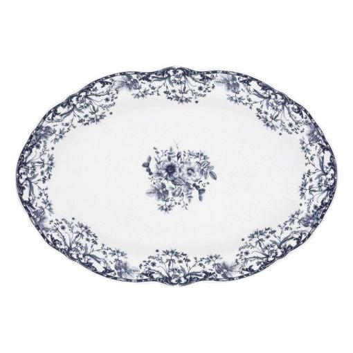 Εικόνα της Πιατέλα Οβάλ Estia Reverie Πορσελάνινη 30cm White/Blue 07-38786
