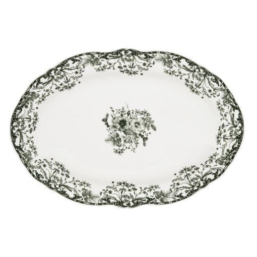 Εικόνα της Πιατέλα Οβάλ Estia Reverie Πορσελάνινη 30cm White/Green 07-38779