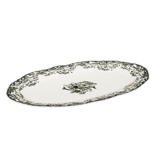 Εικόνα της Πιατέλα Οβάλ Estia Reverie Πορσελάνινη 30cm White/Green 07-38779