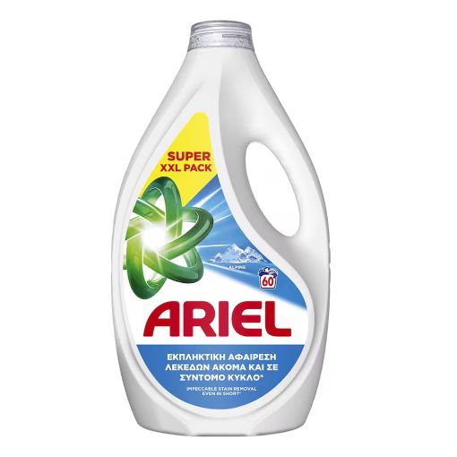 Εικόνα της Υγρό Απορρυπαντικό Ρούχων Ariel Alpine 60 Μεζούρες