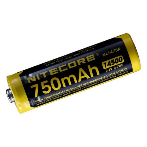 Εικόνα της Επαναφορτιζόμενη Μπαταρία Nitecore 14500 Micro-USB Li-ion 750mAh 3.6V NL1475R