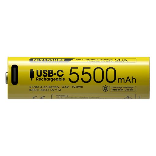 Εικόνα της Επαναφορτιζόμενη Μπαταρία Nitecore 21700 USB-C Li-ion 5500mAh 3.6V NL2155HPR