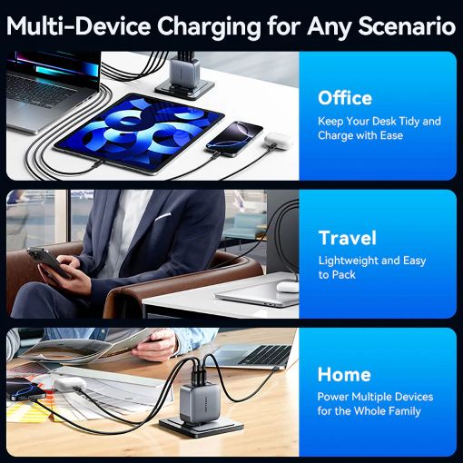Εικόνα της Φορτιστής Vention GaN 3x USB-C & USB-A 100W με Καλώδιο USB-C 1m Gray TZ-FETH0-EU