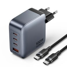 Εικόνα της Φορτιστής Vention GaN 3x USB-C & USB-A 100W με Καλώδιο USB-C 1m Gray TZ-FETH0-EU