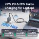 Εικόνα της Φορτιστής Vention GaN 2x USB-C & USB-A 70W/22.5W με Καλώδιο USB-C 1m Gray TZ-FEXH0-EU
