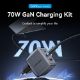 Εικόνα της Φορτιστής Vention GaN 2x USB-C & USB-A 70W/22.5W με Καλώδιο USB-C 1m Gray TZ-FEXH0-EU