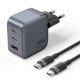 Εικόνα της Φορτιστής Vention GaN 2x USB-C & USB-A 70W/22.5W με Καλώδιο USB-C 1m Gray TZ-FEXH0-EU