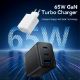 Εικόνα της Φορτιστής Vention GaN 2x USB-C & USB-A 65W/60W Black FERB0-EU