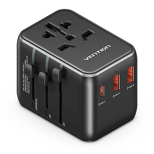 Εικόνα της Φορτιστής Vention Universal USB-C & 2x USB-A 20W Black FJEB0