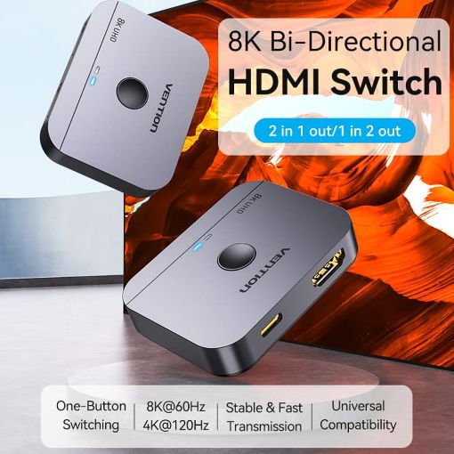 Εικόνα της Switch Vention Bi-Direction HDMI 2-Port 8K/60Hz Gray AKPH0