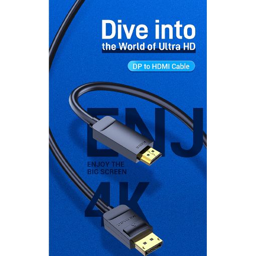 Εικόνα της Καλώδιο Vention DisplayPort to HDMI 4K 30Hz 1.5m Black HAGBG