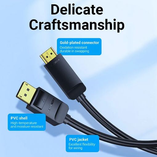 Εικόνα της Καλώδιο Vention DisplayPort to HDMI 4K 30Hz 1.5m Black HAGBG