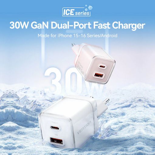 Εικόνα της Φορτιστής Vention GaN USB-C & USB-A 30W Pink TZ-FCEP0-EU