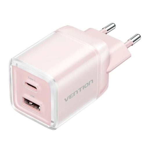 Εικόνα της Φορτιστής Vention GaN USB-C & USB-A 30W Pink TZ-FCEP0-EU