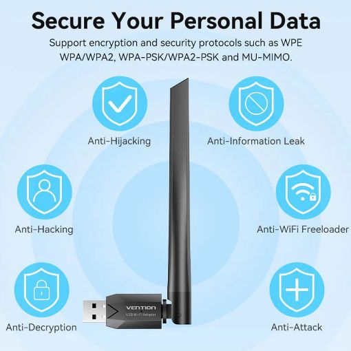 Εικόνα της WiFi/Bluetooth USB Adapter Vention Dual Band AC650 Black KDUB0