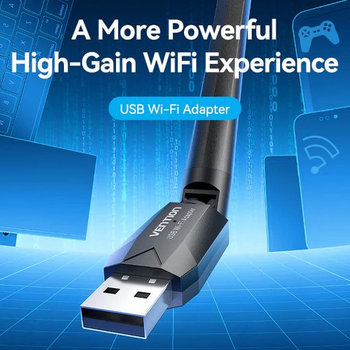 Εικόνα της WiFi/Bluetooth USB Adapter Vention Dual Band AC650 Black KDUB0