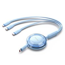 Εικόνα της Καλώδιο Vention 3-in-1 USB-C to 2x USB-C / Lightning 5A 100W Retractable 1.1m Blue TRKSBE