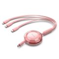 Εικόνα της Καλώδιο Vention 3-in-1 USB-C to 2x USB-C / Lightning 5A 100W Retractable 1.1m Pink TRKPBE