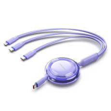 Εικόνα της Καλώδιο Vention 3-in-1 USB-C to 2x USB-C / Lightning 5A 100W Retractable 1.1m Purple TRKVBE