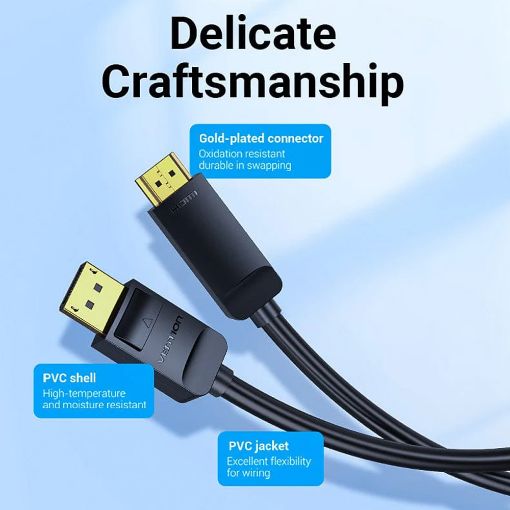 Εικόνα της Καλώδιο Vention DisplayPort to HDMI 4K 30Hz 3m Black HAGBI