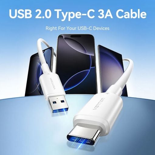 Εικόνα της Καλώδιο Vention USB-A Male to USB-C Male 60W 1m Black CTQBF