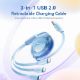 Εικόνα της Καλώδιο Vention 3-in-1 USB to 2x USB-C / Lightning 3.5A 17.5W Retractable 1.1m Blue TRJSBE