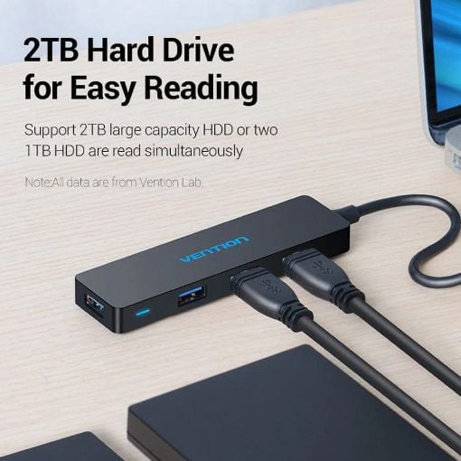 Εικόνα της USB Hub Vention 4-Port USB 3.0 0.15m Black CHKBB