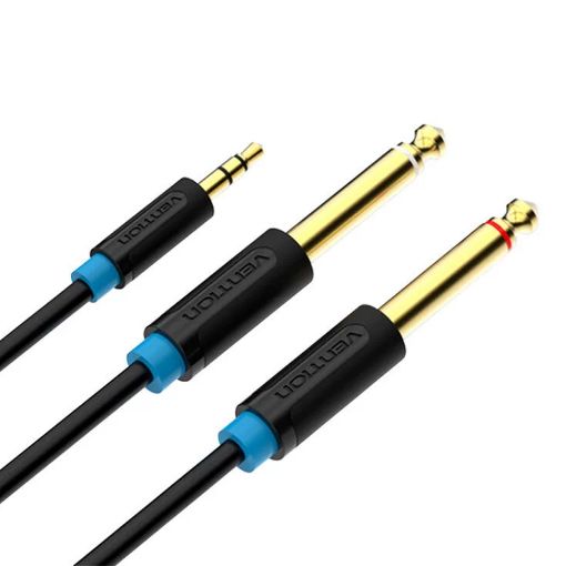 Εικόνα της Καλώδιο Vention 3.5mm to 2 x 6.5mm 0.5m Black BACBD