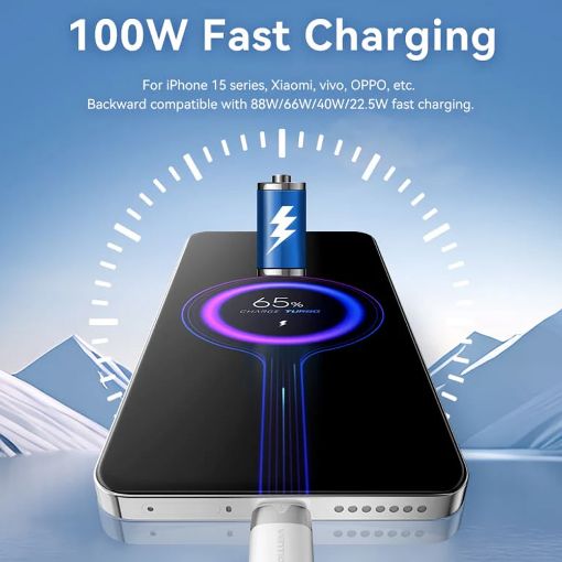 Εικόνα της Καλώδιο Vention USB-A Male to USB-C Male 100W 1m White CTOWF