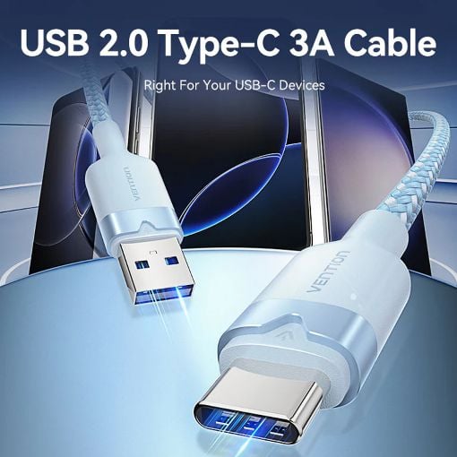 Εικόνα της Καλώδιο Vention USB-A Male to USB-C Male 60W 1m Black CTNBF