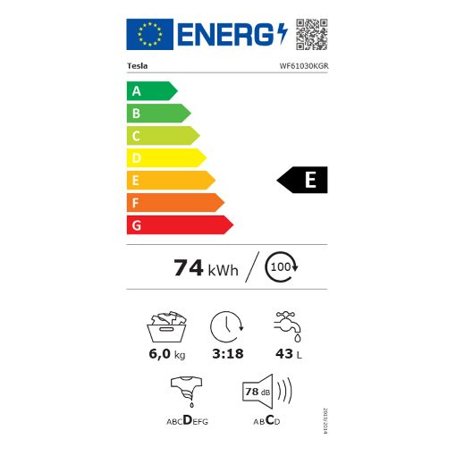 Εικόνα της Πλυντήριο Ρούχων Tesla 6Kg 1000 Στροφών White WF61031KGR