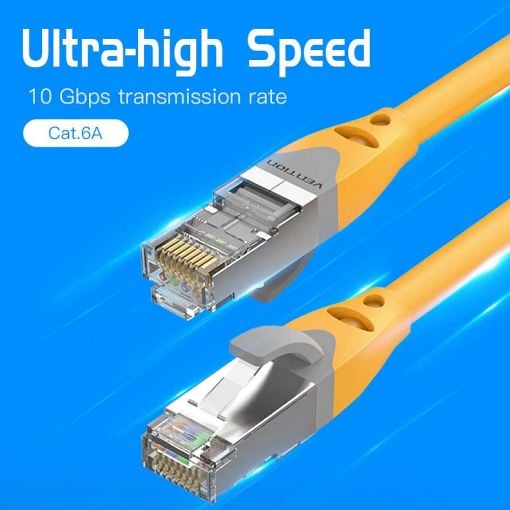 Εικόνα της Καλώδιο Δικτύου Vention S/FTP Round Cat.6A 0.5m Yellow IBHYD