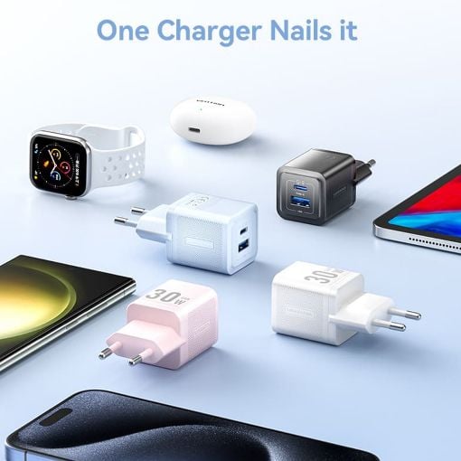 Εικόνα της Φορτιστής Vention GaN USB-C & USB-A 30W Pink FEQP0-EU
