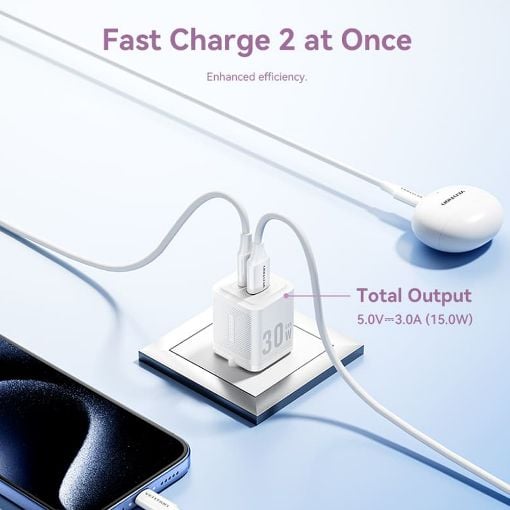 Εικόνα της Φορτιστής Vention GaN USB-C & USB-A 30W Pink FEQP0-EU
