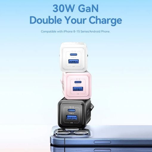 Εικόνα της Φορτιστής Vention GaN USB-C & USB-A 30W Pink FEQP0-EU