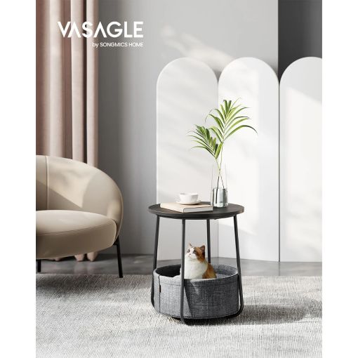 Εικόνα της Vasagle Στρογγυλό Μεταλλικό Τραπεζάκι Black LET223B01