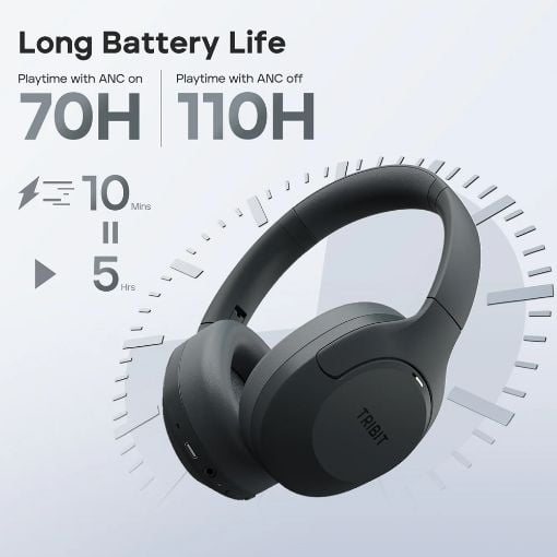 Εικόνα της Headphones Tribit QuietPlus 81 Bluetooth ANC Black C81-2652N-01