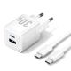 Εικόνα της Φορτιστής Vention GaN USB-C & USB-A 70W White TZ-FCGW0-EU