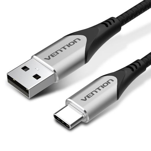 Εικόνα της Καλώδιο Vention USB-A Male to USB-C Male 3A Braided Aluminum Alloy 2m Black/Gray CODHH