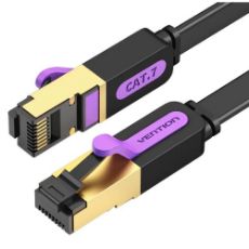Εικόνα της Καλώδιο Δικτύου Vention FTP Flat Cat.7 1m Black ICABF