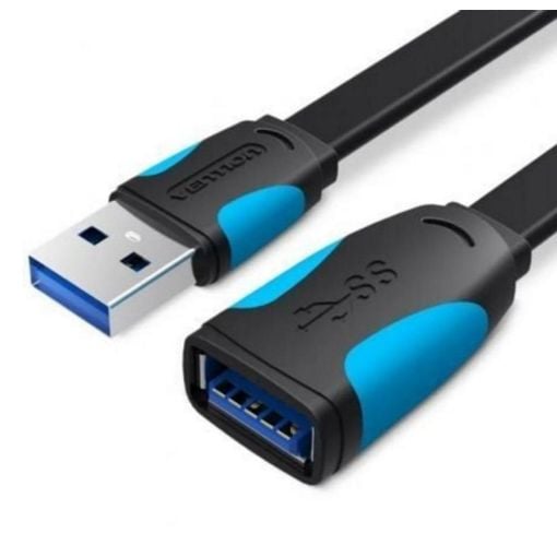 Εικόνα της Καλώδιο Προέκτασης Vention Flat USB 3.0 Male to Female 0.5m Black VAS-A13-B050