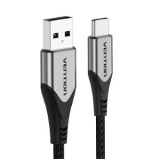 Εικόνα της Καλώδιο Vention USB-A Male to USB-C Male 3A Braided Aluminum Alloy 0.25m Black/Gray CODHC